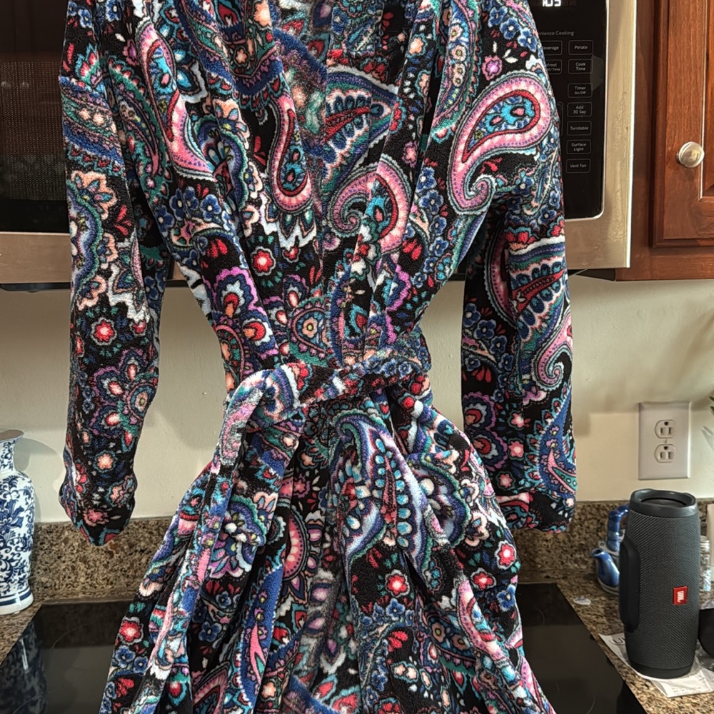 Vera Bradley Multicolored Cowl Neck Bishop Sleeve Gown